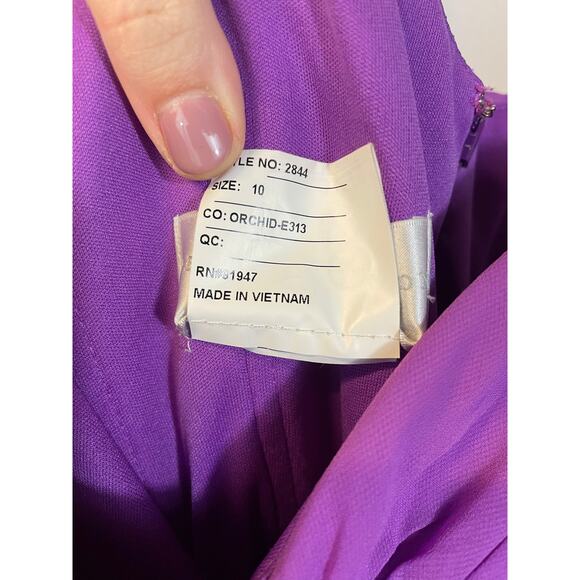 Dessy Collection 2844 Color Orchid-e313 Full Length Ruched Bridesmaid Size 10 - Picture 3 of 10